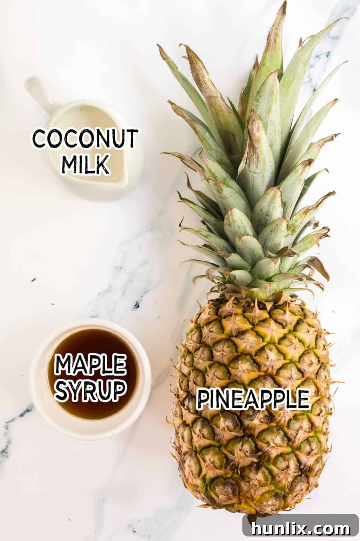 Ingredients to make pineapple ice cream.