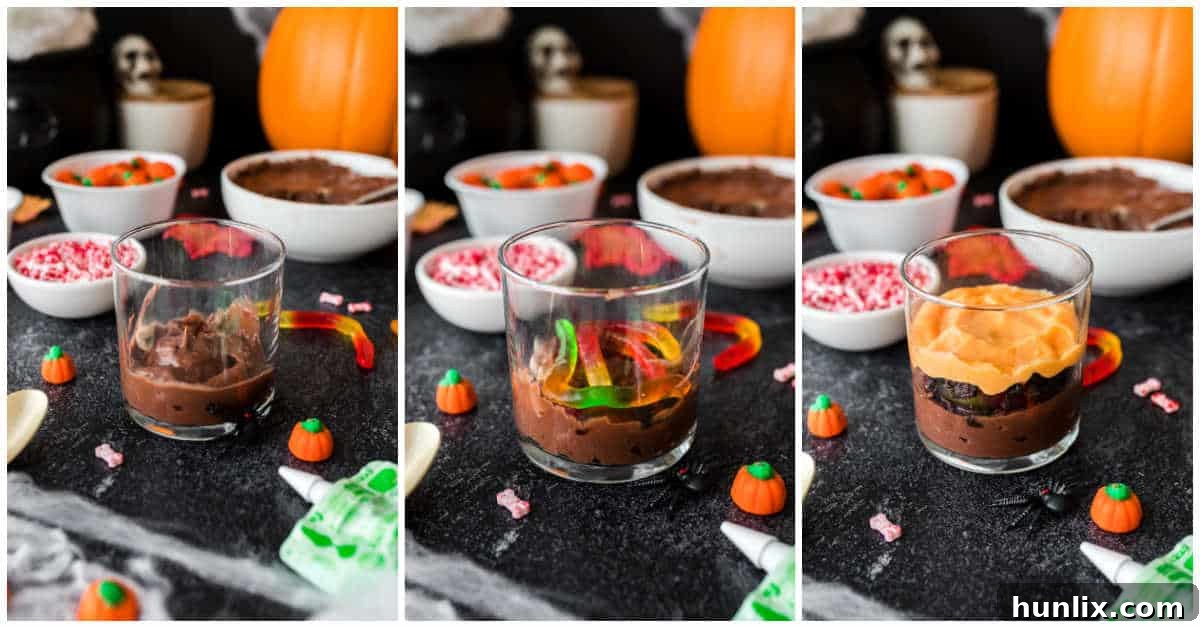 Pumpkin Patch Pudding Pots 4 Steps to make pumpkin patch dirt cups.