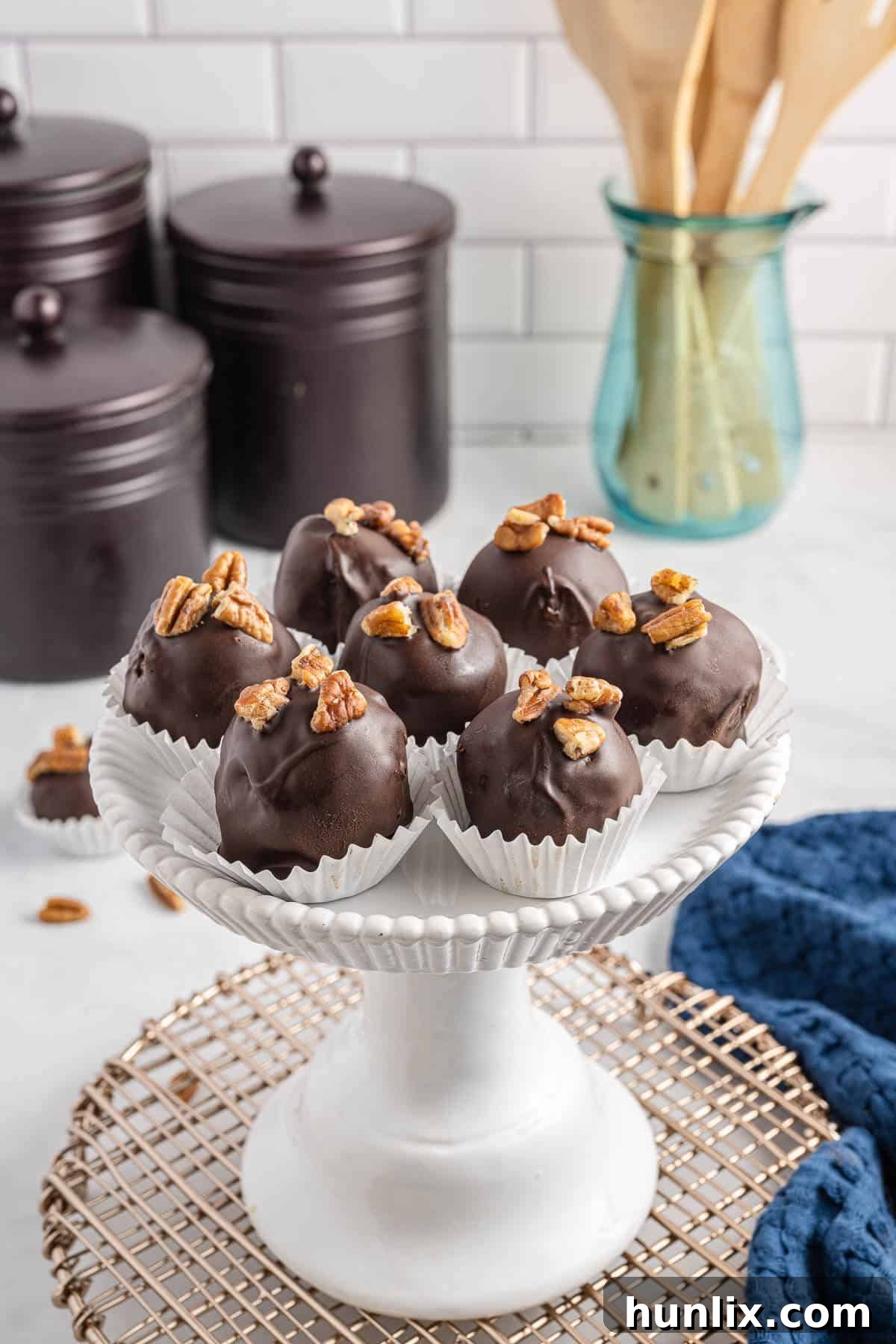 Pecan Pie Truffles 10 A beautiful platter of pecan pie balls, perfectly arranged and ready to be enjoyed.