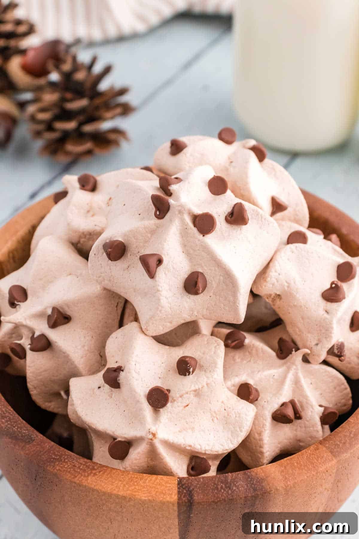 Decadent Double Chocolate Meringues 8 A bowl of double chocolate meringue cookies.