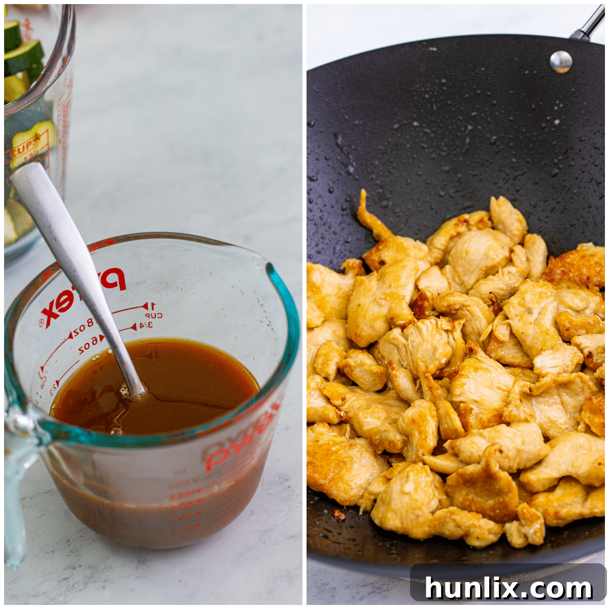 Steps to make Panda Express Mushroom Chicken: Searing the chicken.