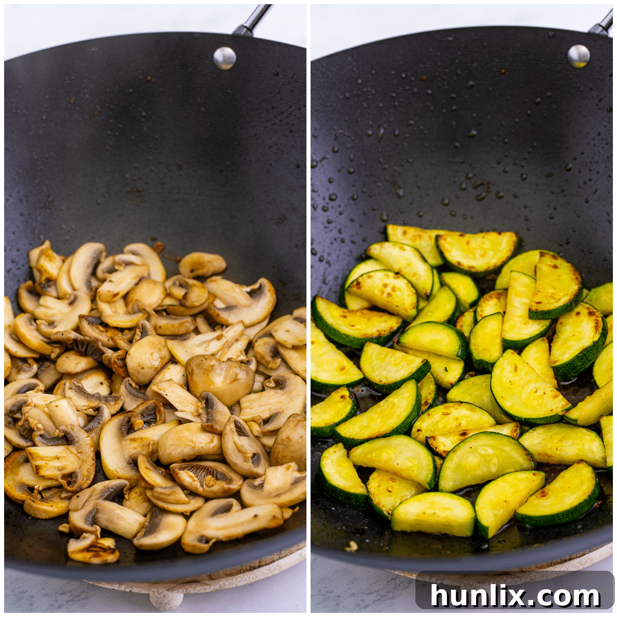 Steps to make Panda Express Mushroom Chicken: Cooking the vegetables.