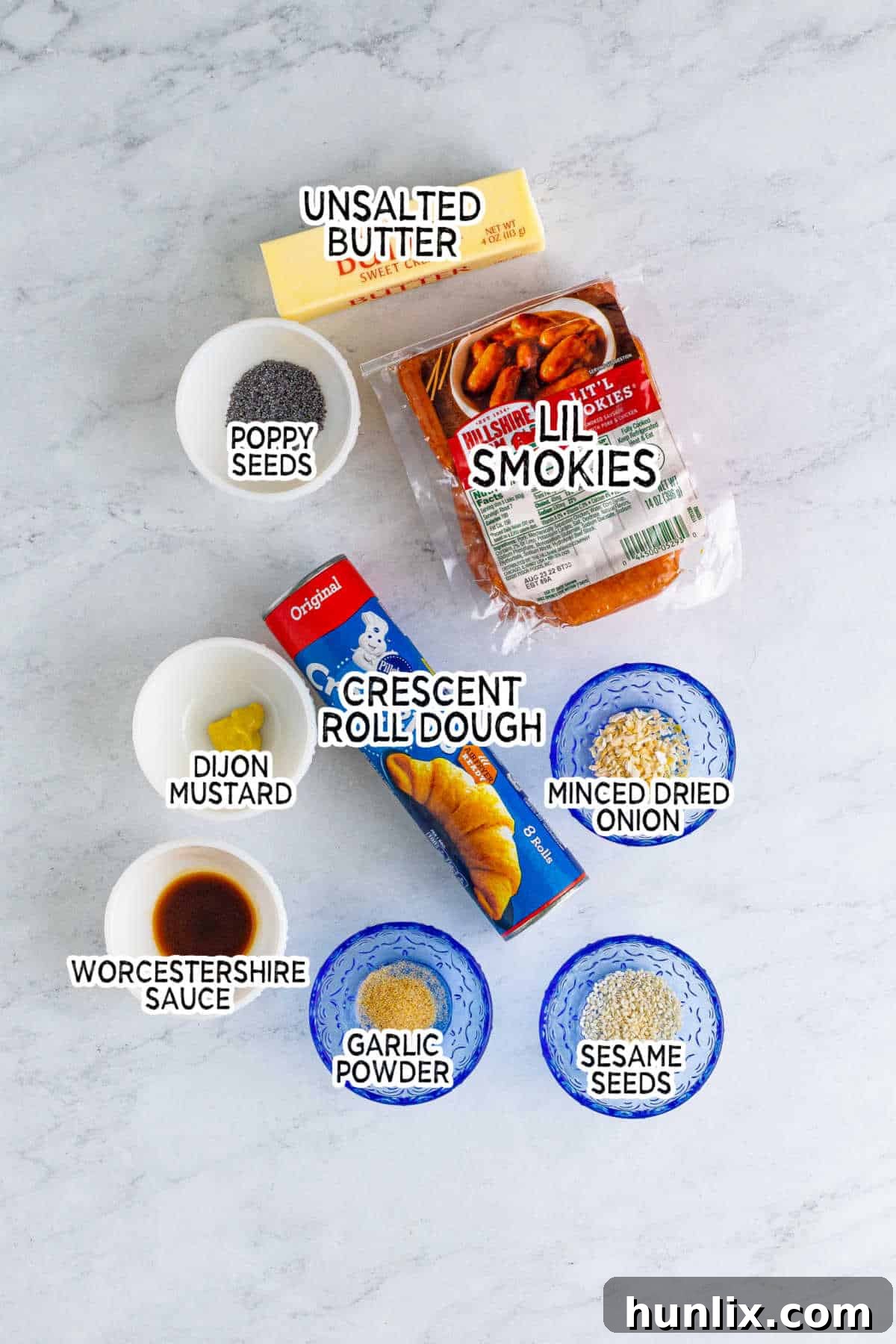 Snuggle Sausages 3 Ingredients to make pigs in a blanket.