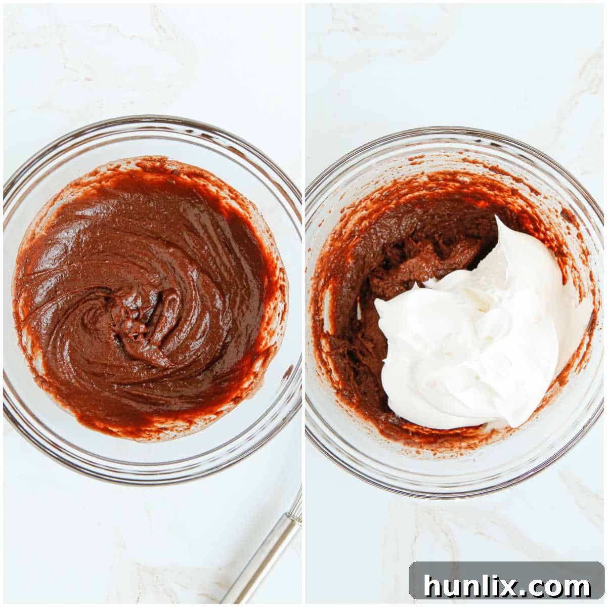 Decadent Rocky Road Dream 4 A bowl showing the mixed pudding and Cool Whip, with marshmallows and nuts ready to be added, illustrating the preparation steps for Rocky Road Fluff.