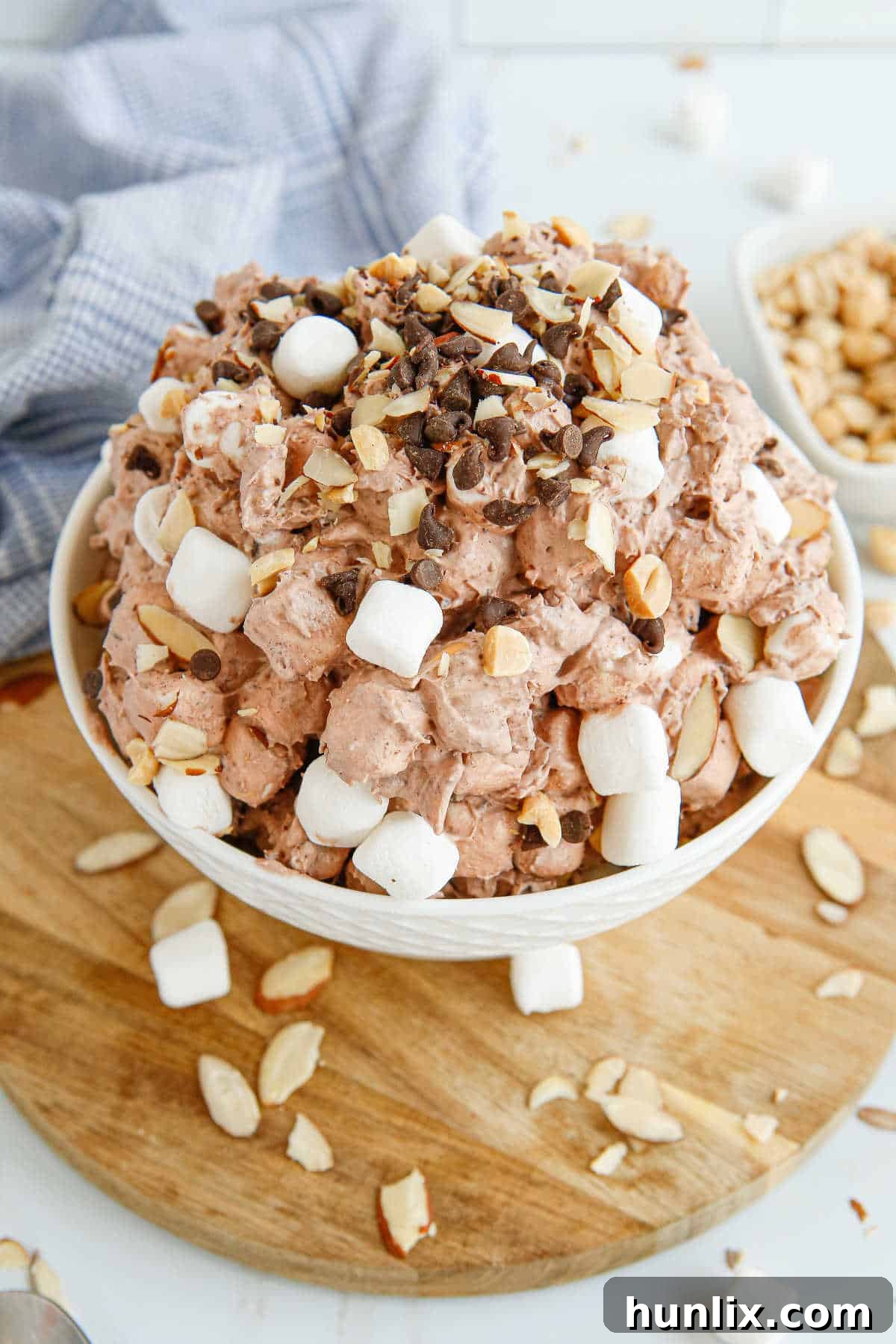 Decadent Rocky Road Dream 9 Another enticing shot of Rocky Road Fluff in a bowl, ready for serving.