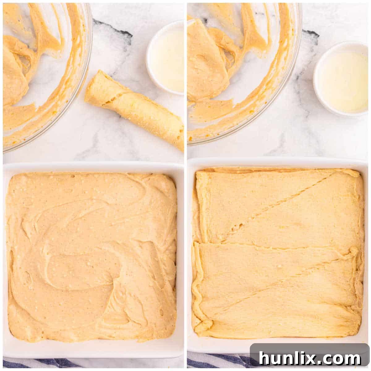 Collage of assembling the bake.