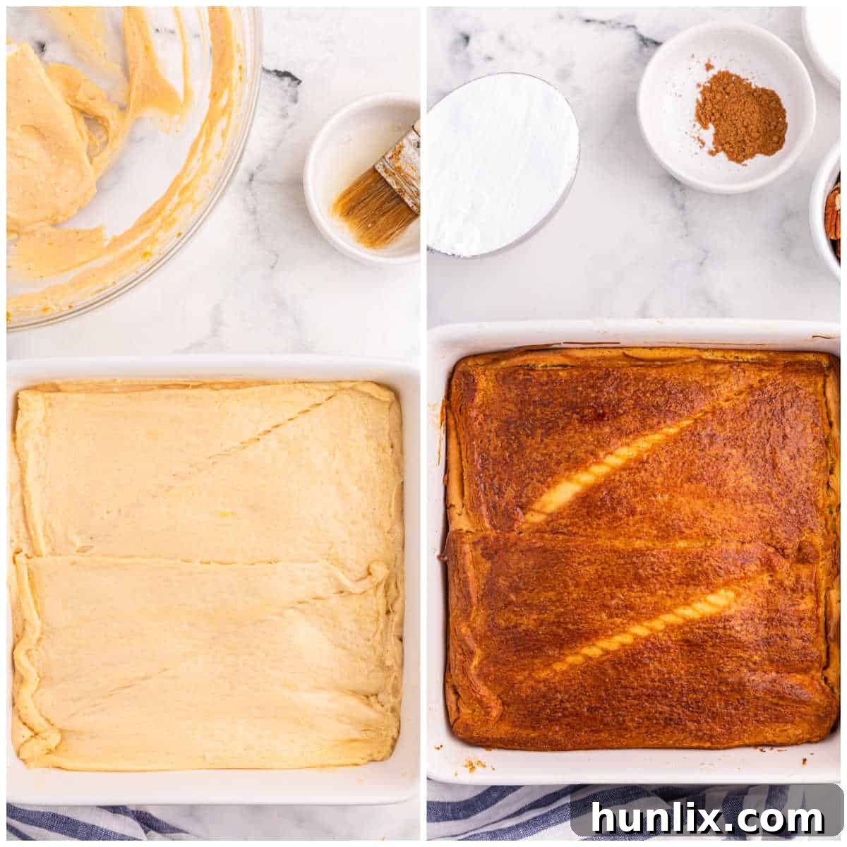 Collage of baking the casserole.