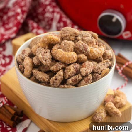 Crockpot Candied Nuts in a bowl