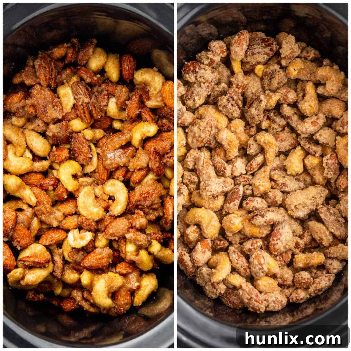 Step six: Cooled and dried candied nuts in a slow cooker.