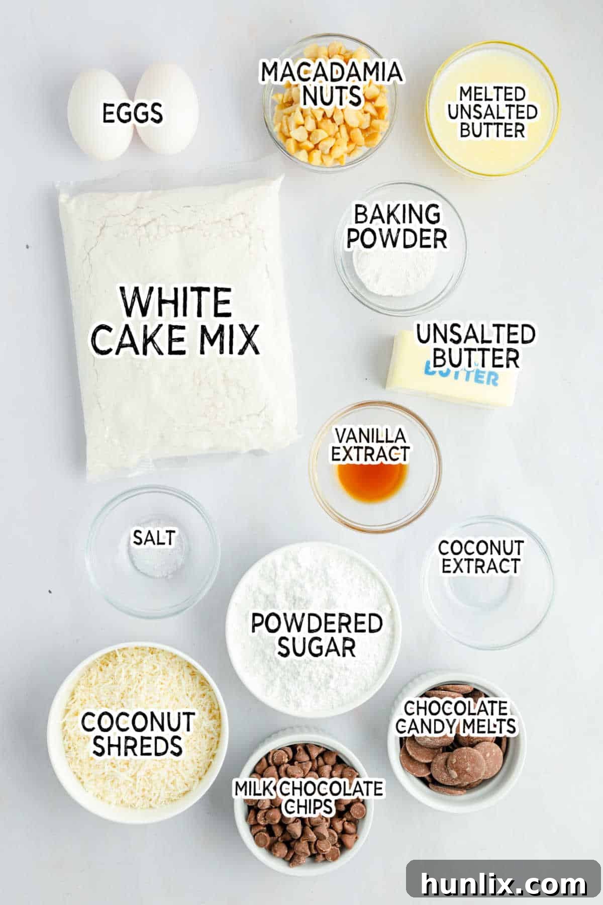 Ingredients laid out for making bear paw cookies.