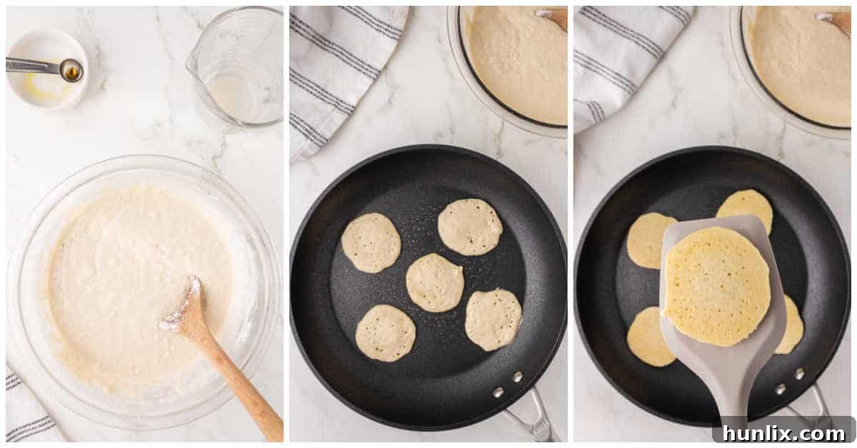 Steps to make mini pancakes.