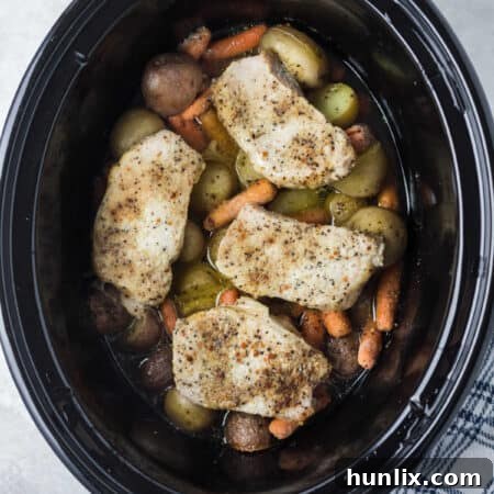 Crockpot Italian Pork Chops and Veggies
