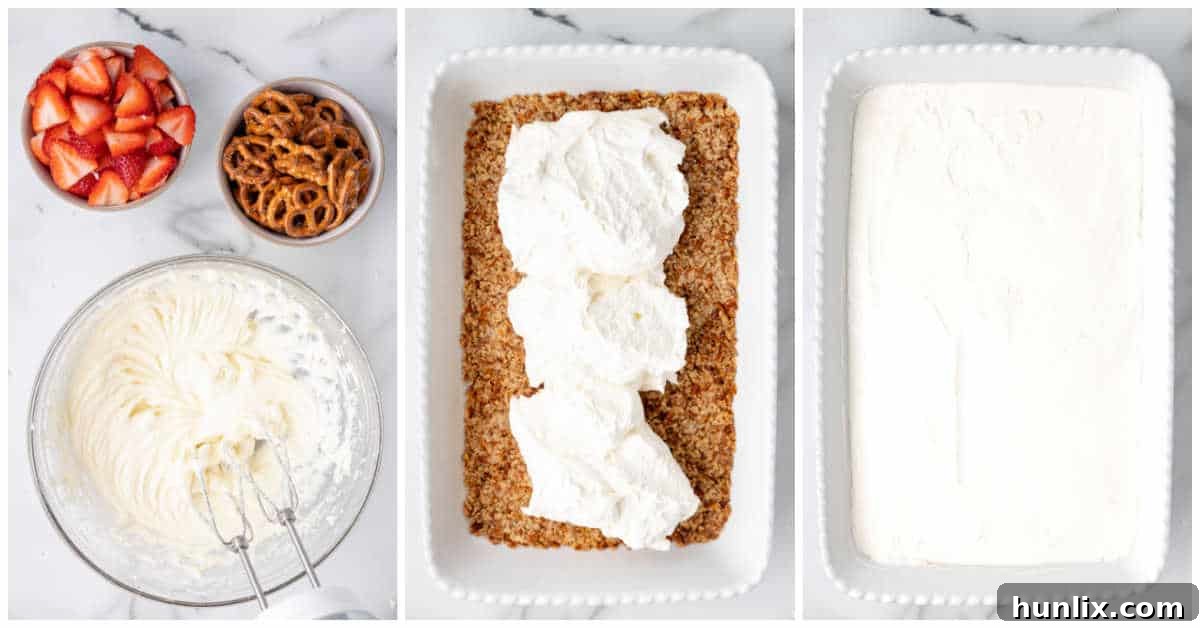 Steps to make strawberry pretzel salad.