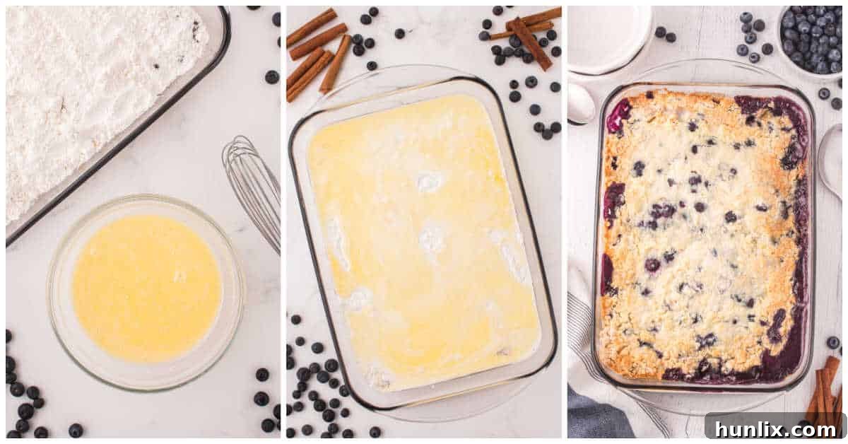 Bursting Blueberry Bliss 5 Steps to make blueberry cobbler.