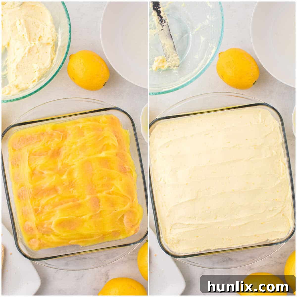 Italian Lemon Cloud 8 The fully assembled lemon tiramisu, covered with plastic wrap, ready for chilling.