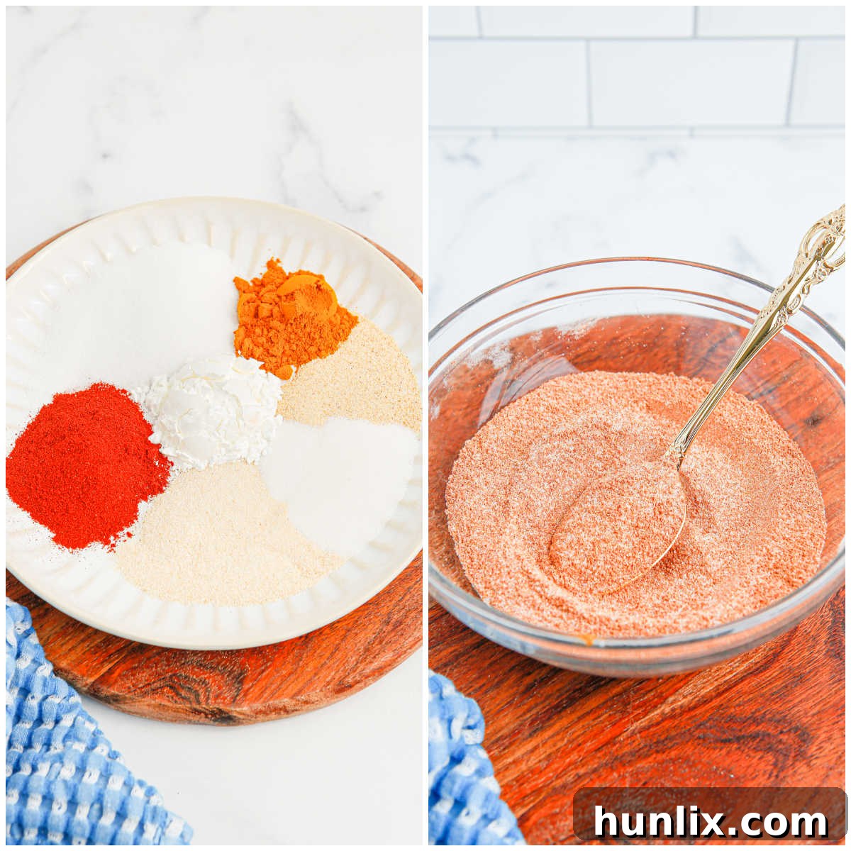 The Perfect Lawrys Inspired Seasoning Blend 4 Hands mixing ingredients in a bowl to make Copycat Lawry's Seasoned Salt.