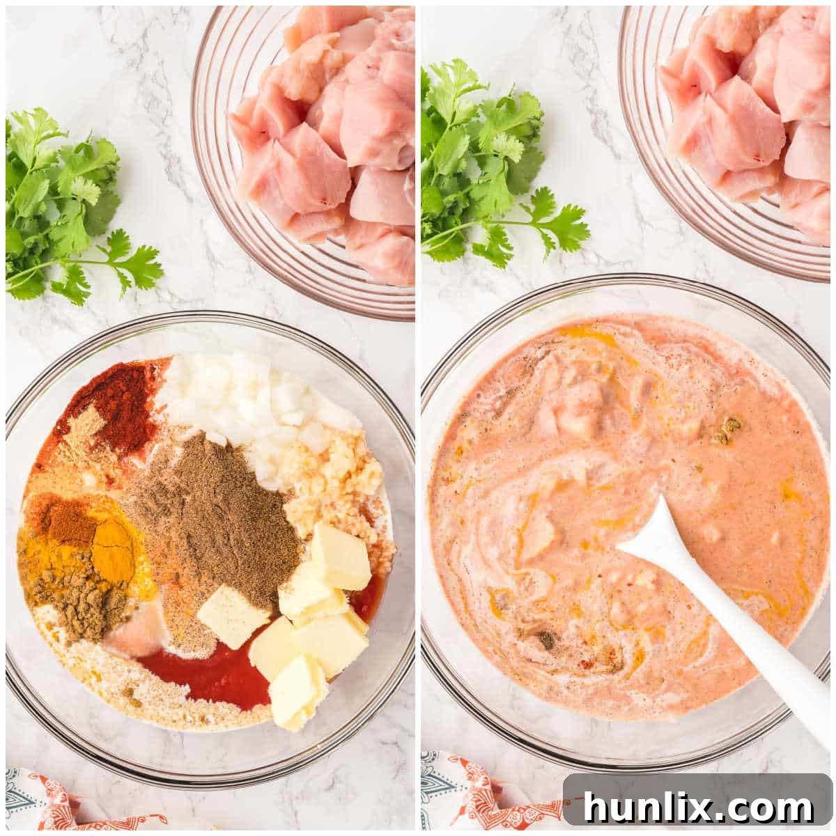 Steps to make slow cooker butter chicken.