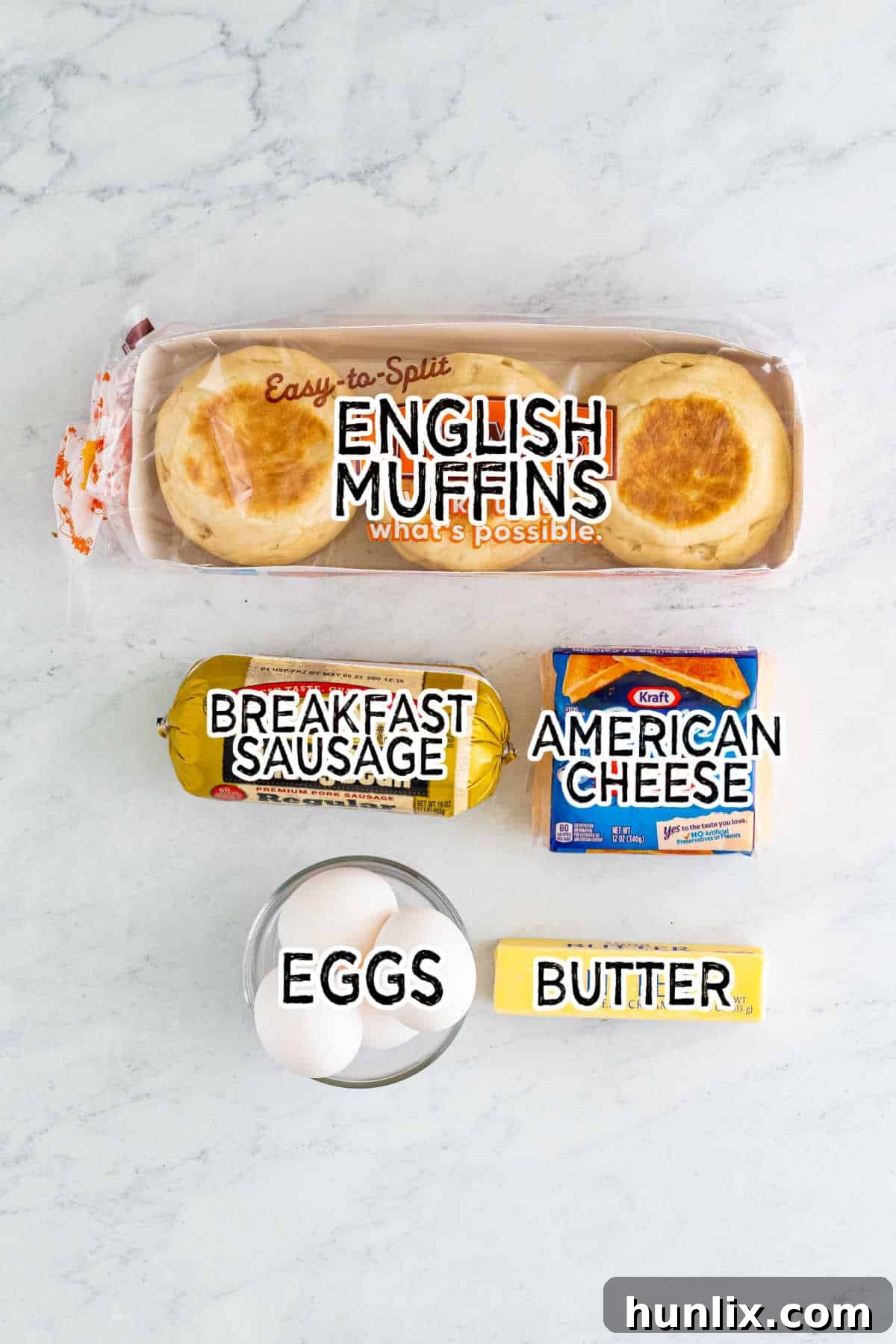 Ingredients on a white counter.