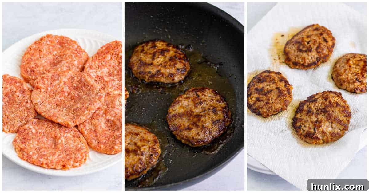 Collage of making the sausages.
