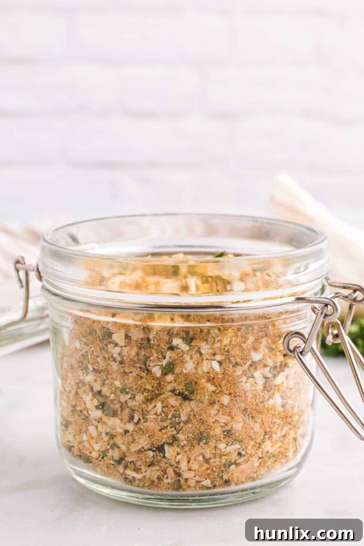 Aromatic Onion Seasoning 5 Homemade onion soup mix stored in a glass jar, ready for use.