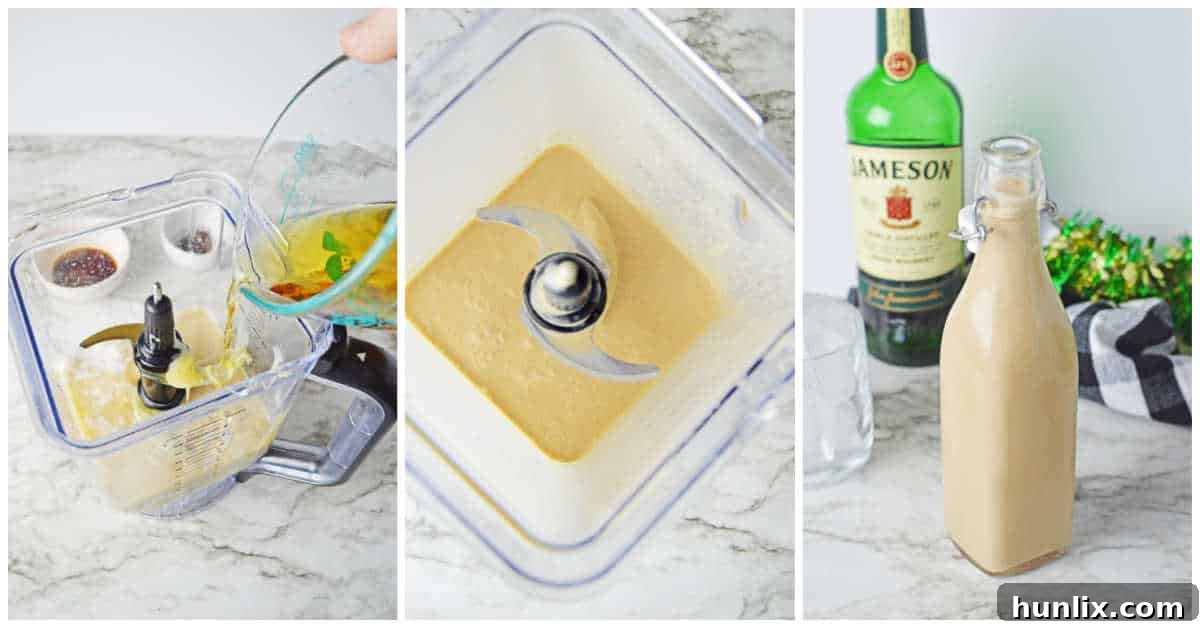 Collage of making the recipe in a blender.