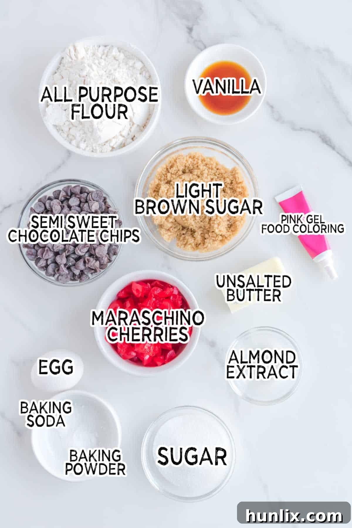 Ingredients to make Cherry Cookies.