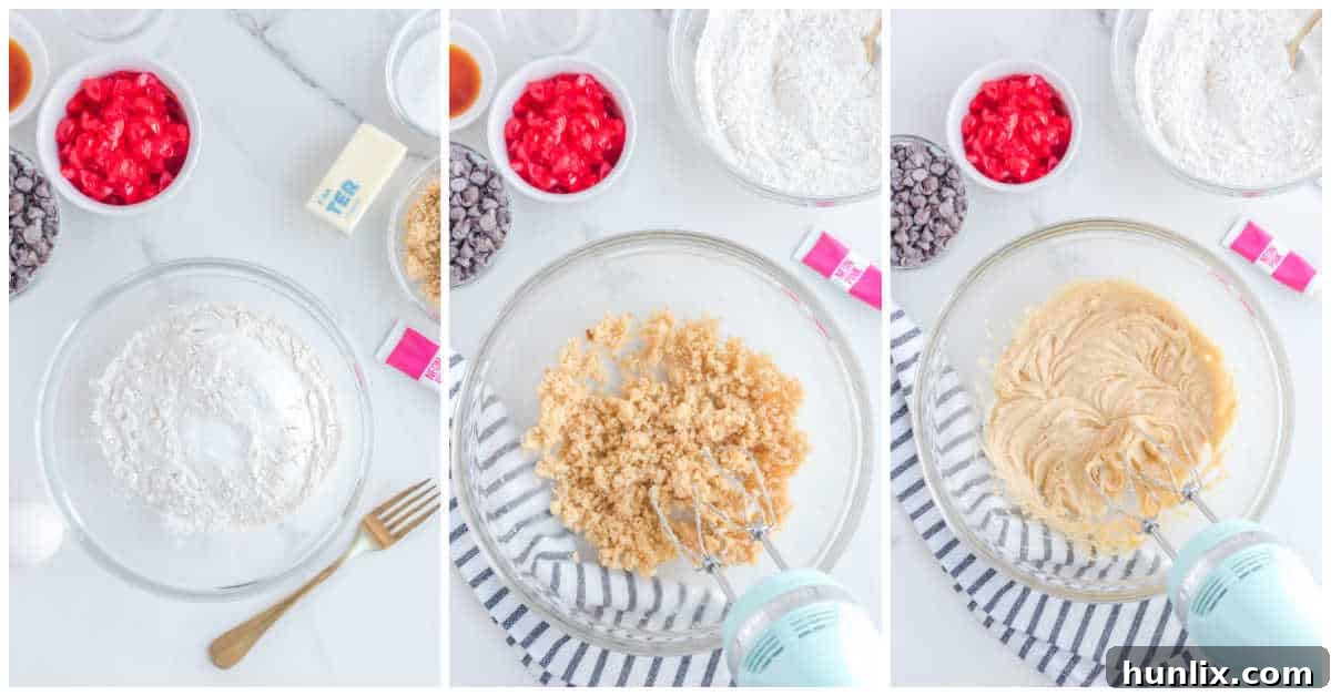 Steps to make cherry cookies.