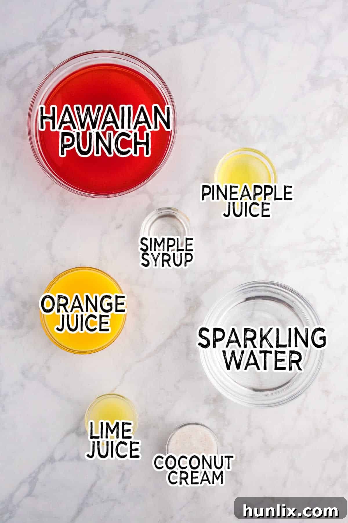 Spooky Brew 4 Ingredients on white marble counter.