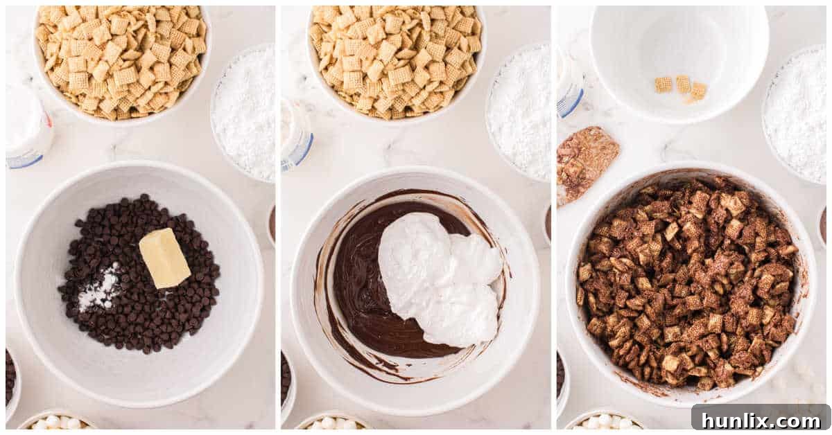 Collage of mixing ingredients in a bowl.