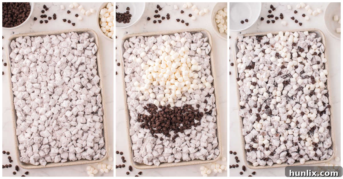 Collage of adding the recipe to a pan and topping with ingredients.