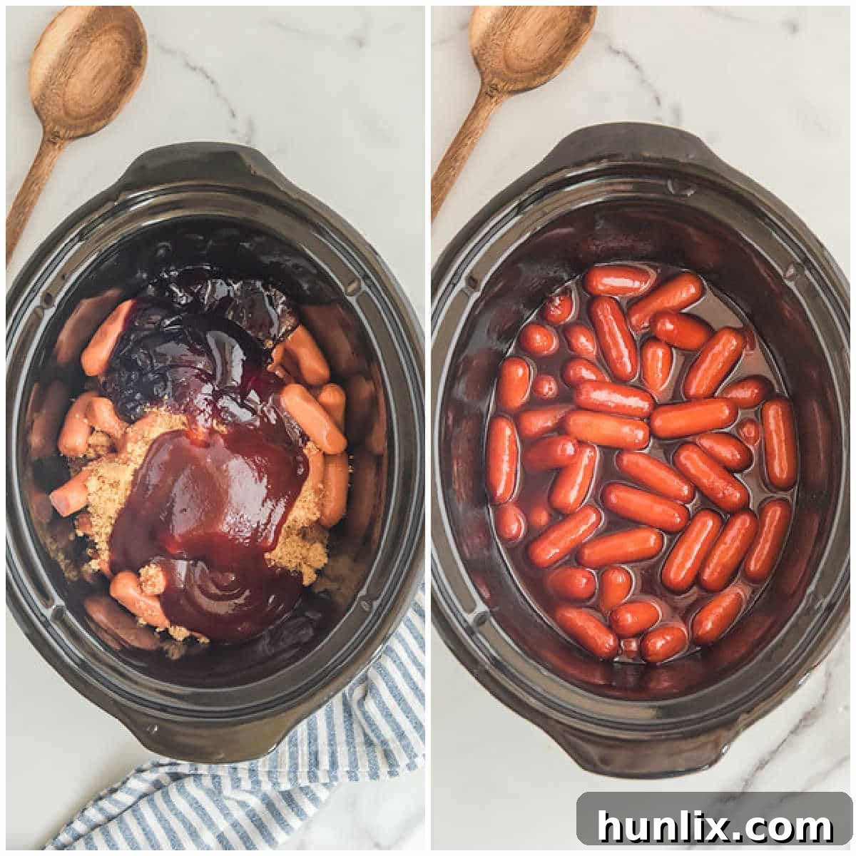 Steps to make slow cooker little smokies.
