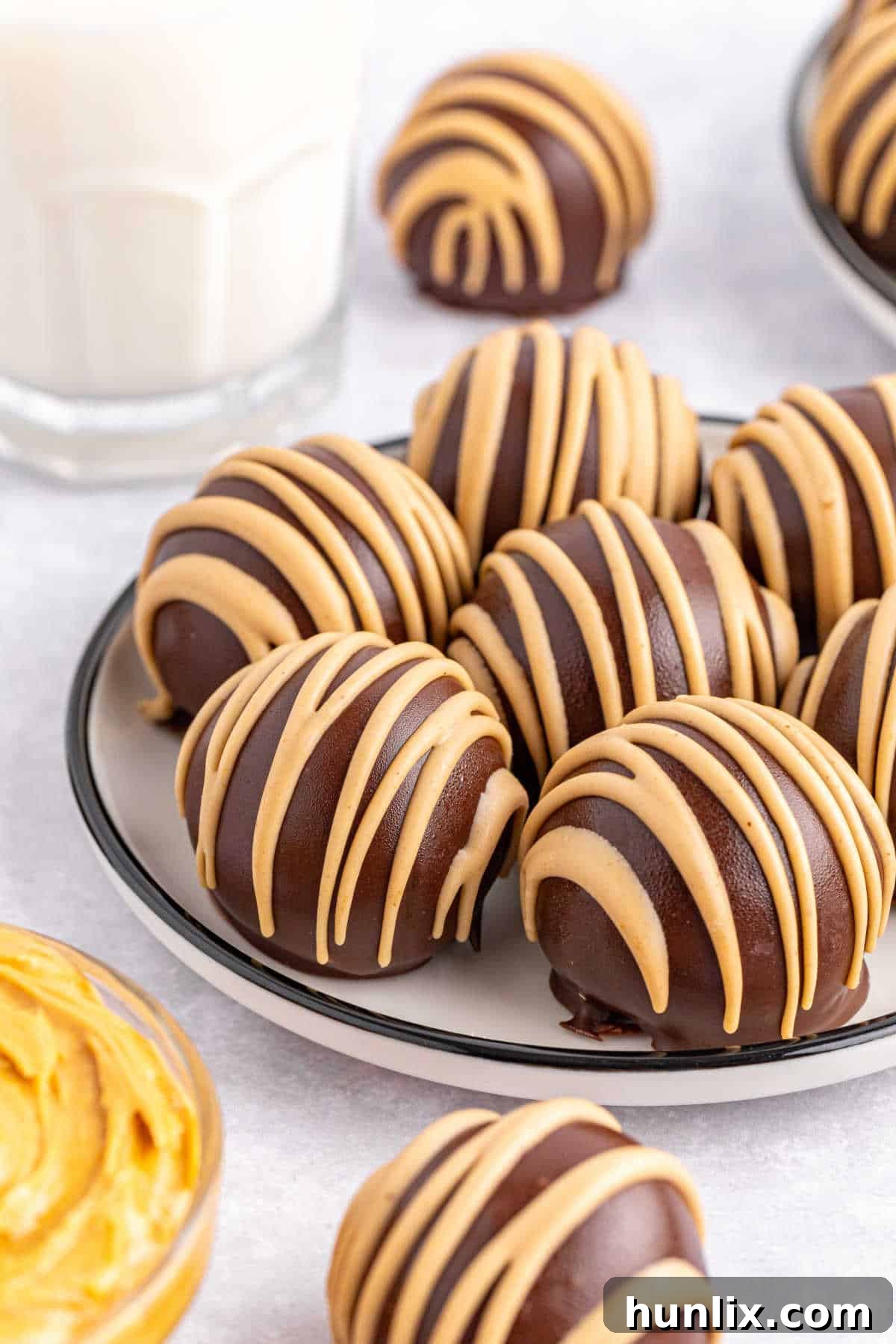 Choco-Peanut Butter Bliss Balls 8 The recipe on a plate.