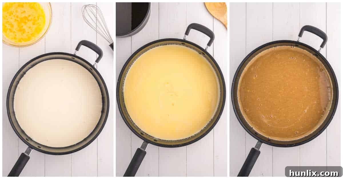 Yuletide Gingerbread Eggnog 7 A collage showing the finished gingerbread eggnog, with ingredients being mixed in a pot and a final serving in a mug.