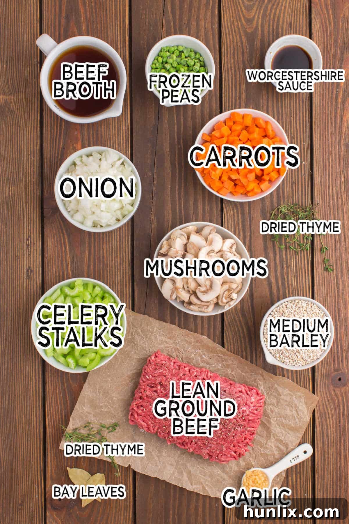 Hearty Beef and Barley Comfort Soup 3 Ingredients to make beef and barley soup.