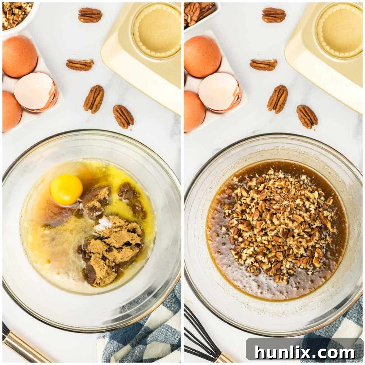 Decadent Bourbon Pecan Tarts 4 Steps to make pecan bourbon butter tarts.