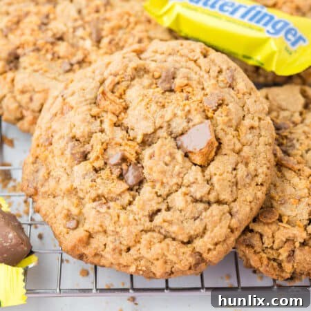 Freshly baked Butterfinger Cookies
