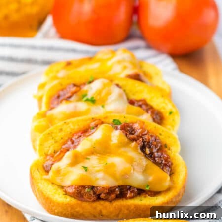 Texas toast sloppy joes on a plate.