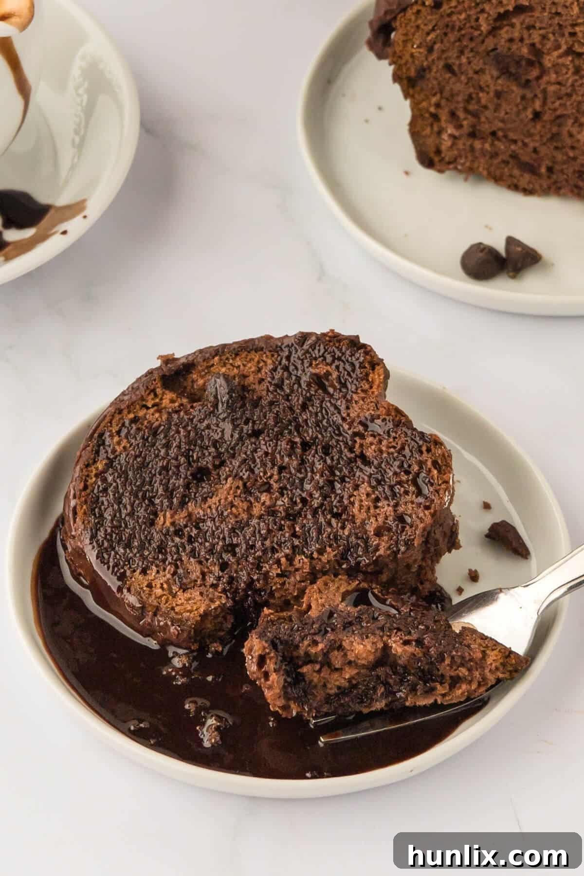 A piece of cake on a plate.