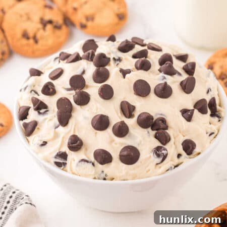 No-Bake Cookie Dough Dip 9 Cookie dough dip in a bowl.