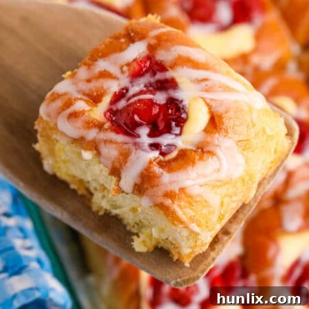 Cherry Hawaiian Danishes, a close-up shot of a single danish.