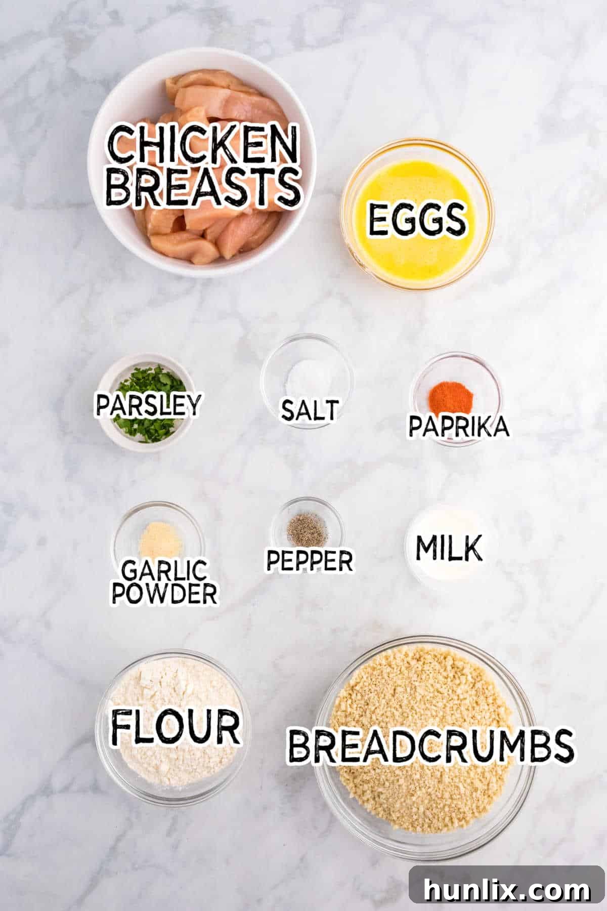 Ingredients to make the chicken tenders.