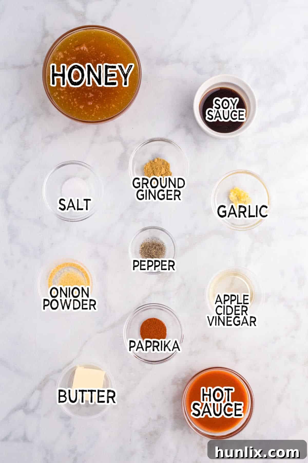 Ingredients to make the hot honey sauce.