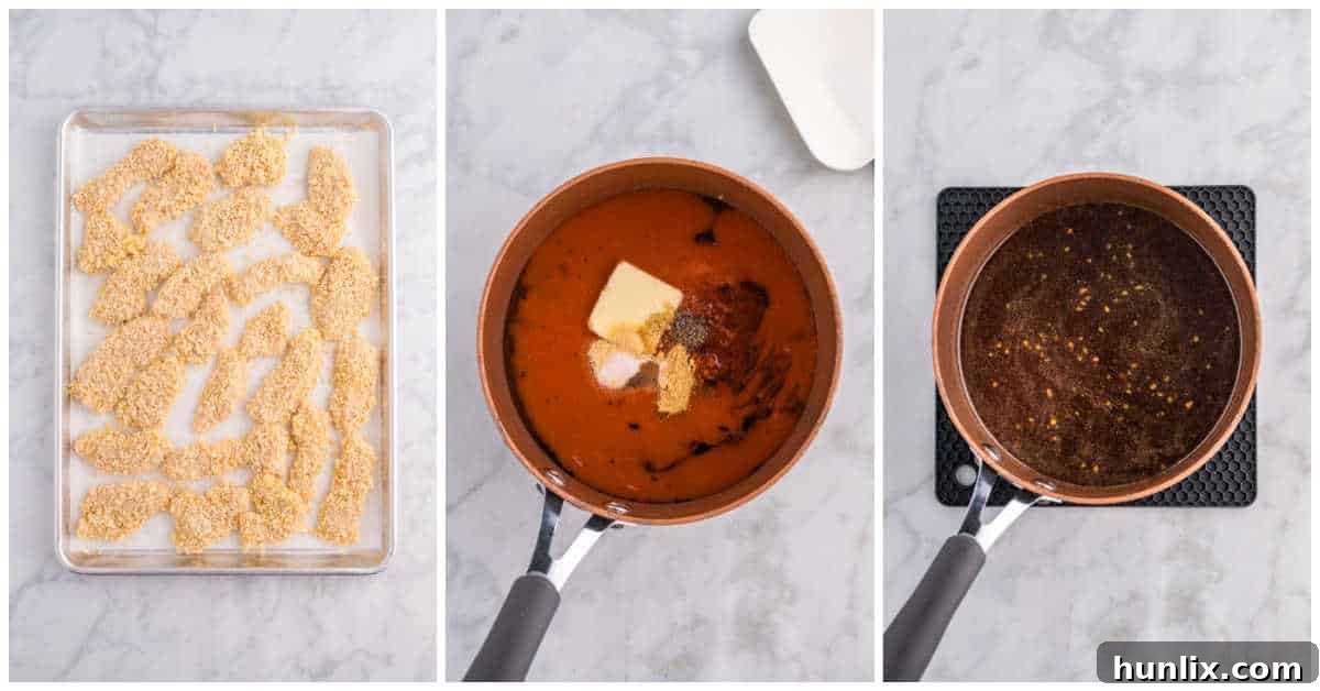 Steps to make hot honey chicken tenders.