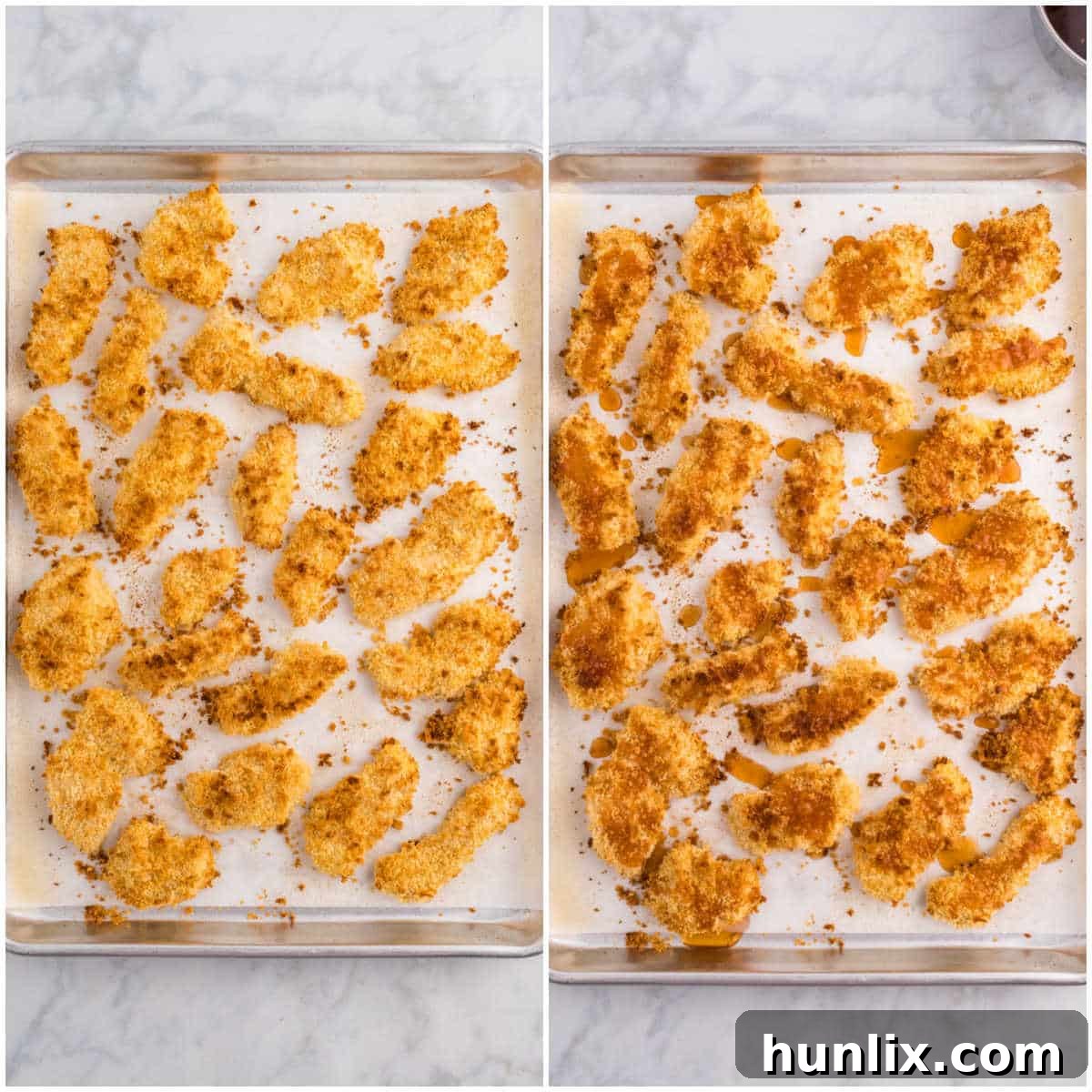 Steps to make hot honey chicken tenders.