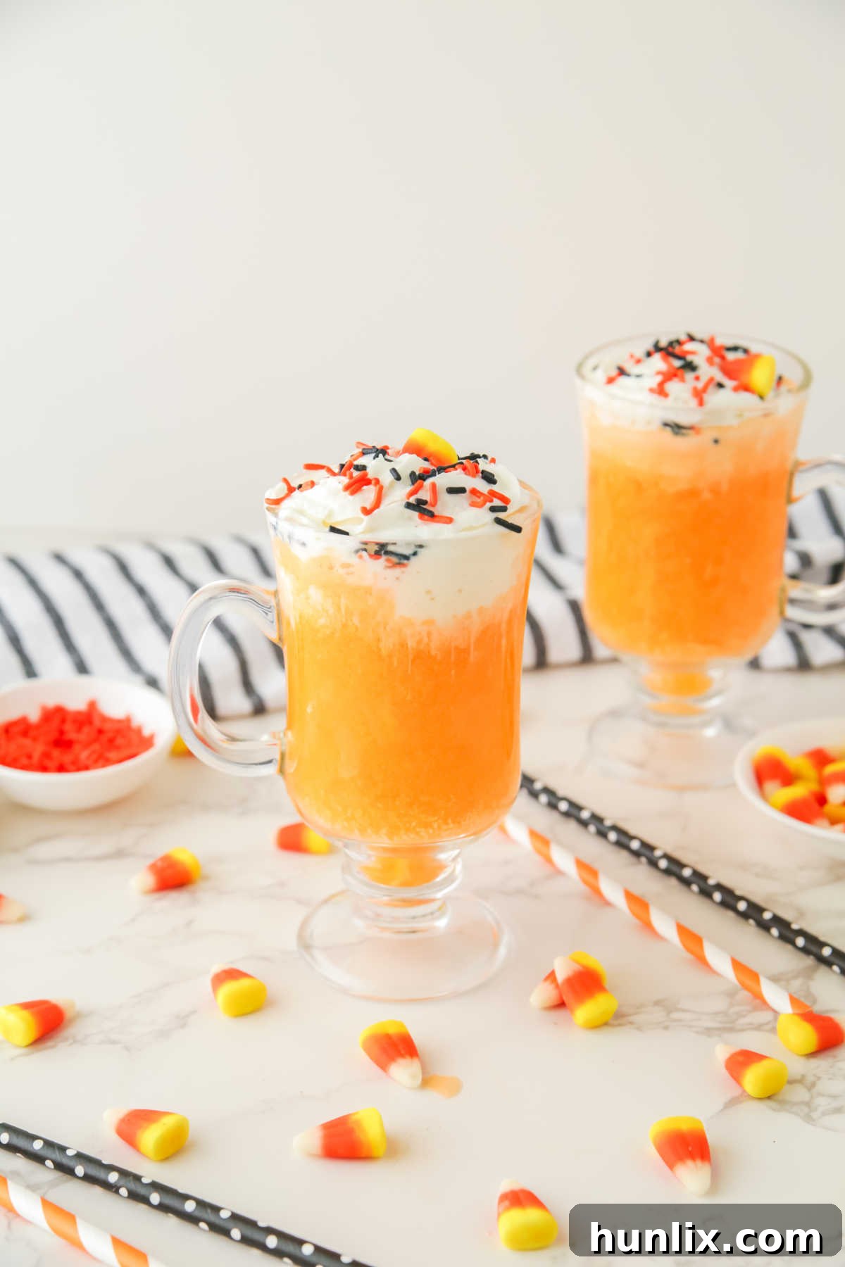 Two glasses of the drink.