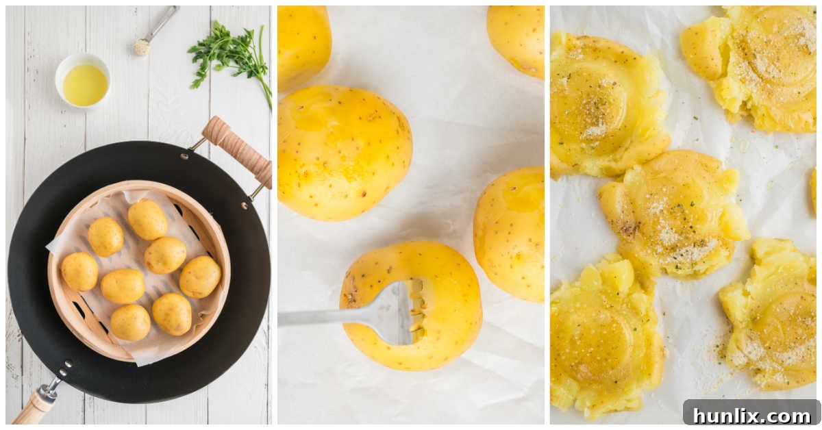 Collage of preparing the potatoes.