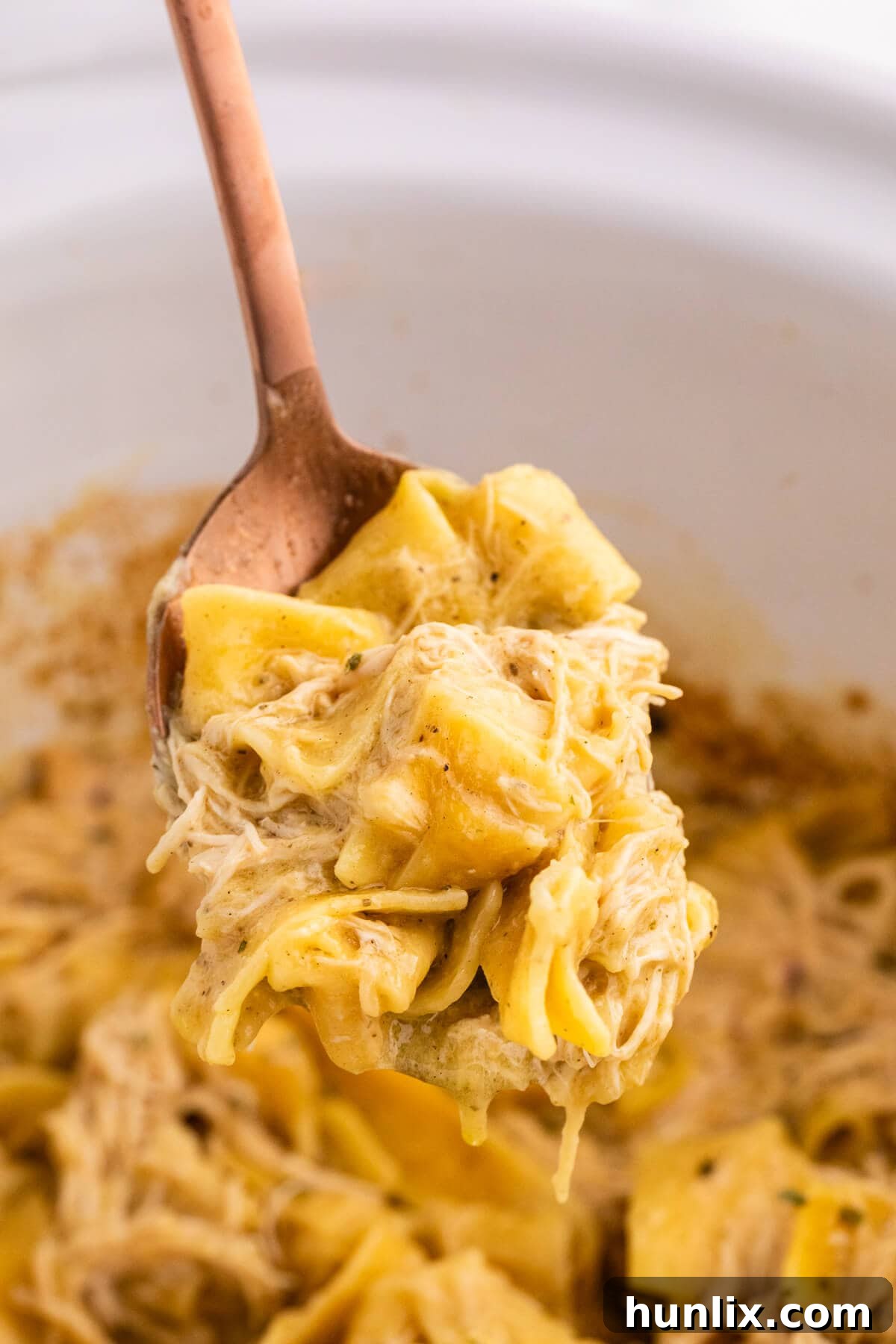 The recipe on a serving spoon.