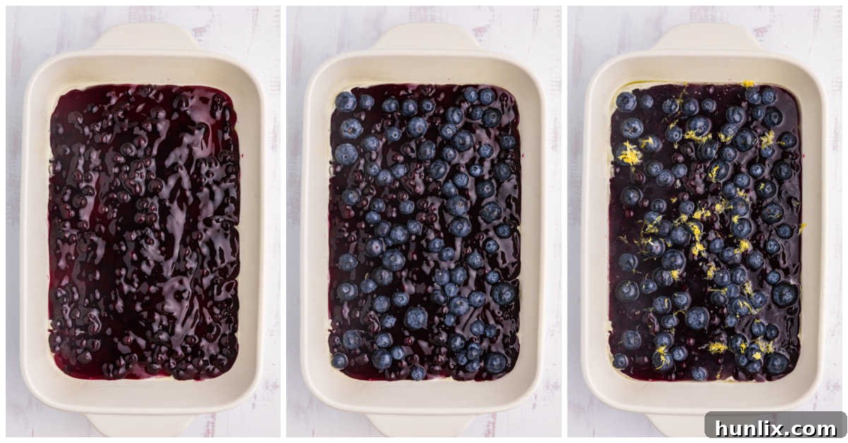 Collage of spreading ingredients in a pan.