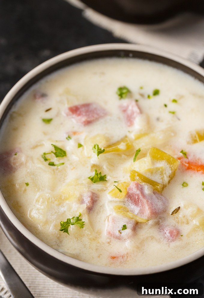 Comfort in a Bowl: Soups and Stews for Cold Days 6 A comforting bowl of Creamy Cabbage Soup with a rustic spoon.