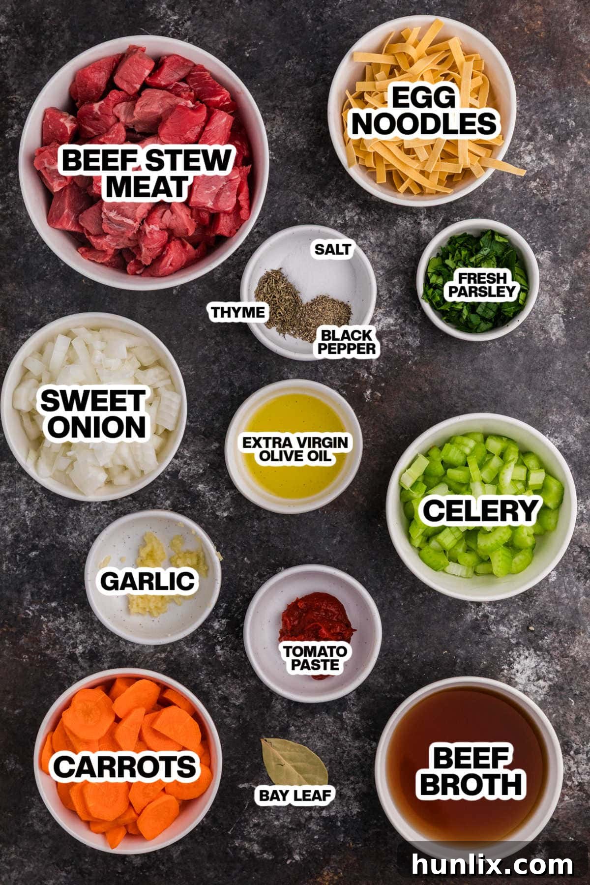 Ingredients on a dark background.